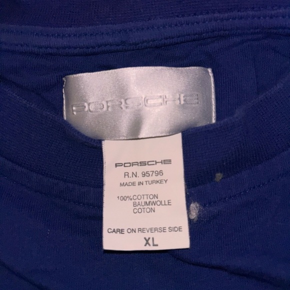 Porsche Yellow Sports Car Authentic Blue T-Shirt Mens T-Shirt Size XL - Picture 5 of 5